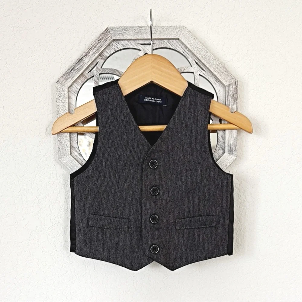 Zara • Boys Charcoal Gray Tailored Button Front Suit Vest
